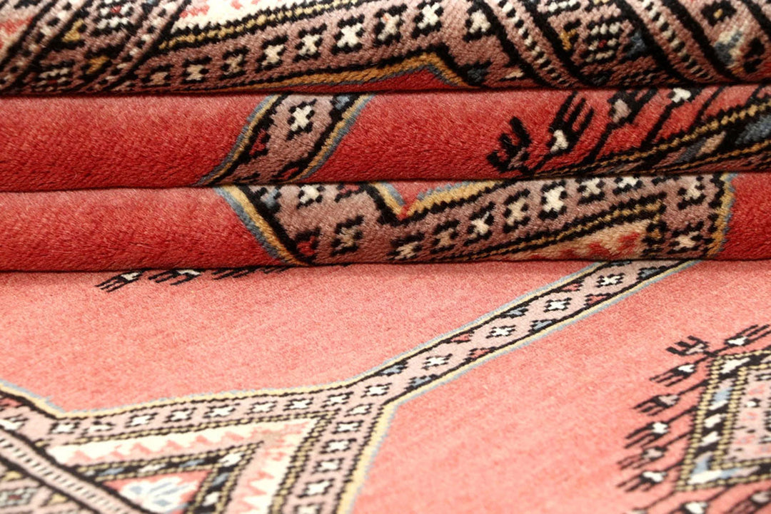 Light Salmon Pakistani Jaldar Rug 4' 6" x 6' 8" Hand-Knotted | No. QA39253