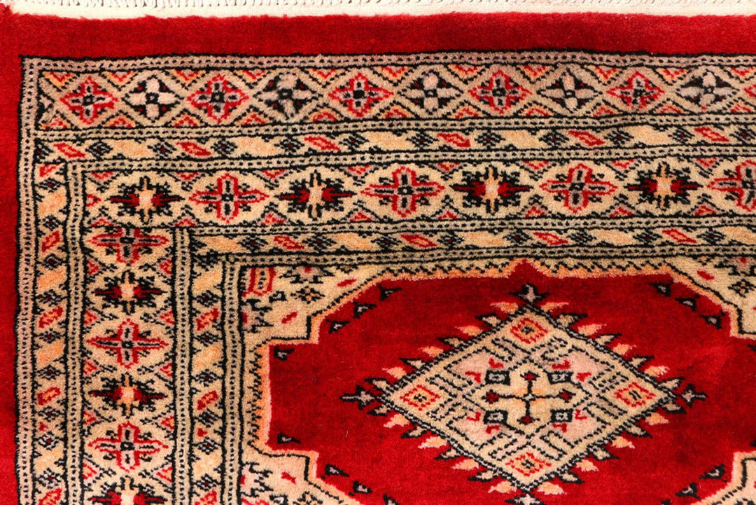 Red Pakistani Jaldar Rug 2' 7" x 12' 3" Hand-Knotted | No. QA39257
