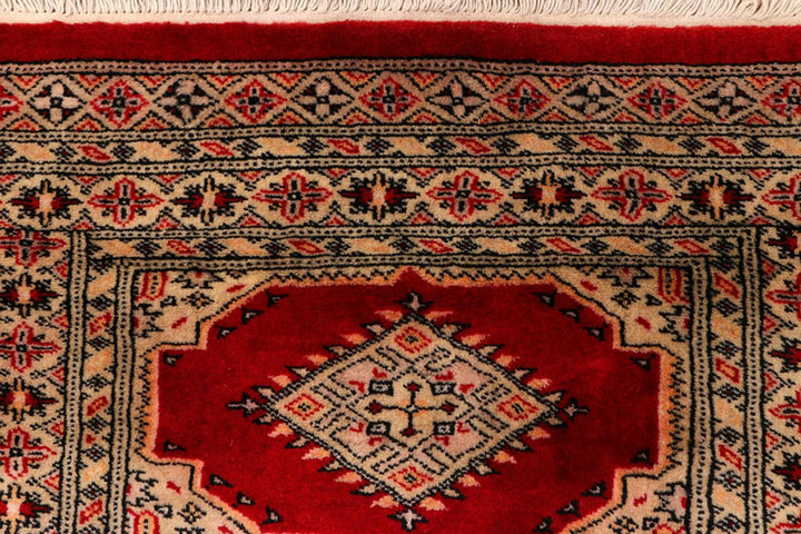 Red Pakistani Jaldar Rug 2' 7" x 12' 3" Hand-Knotted | No. QA39257
