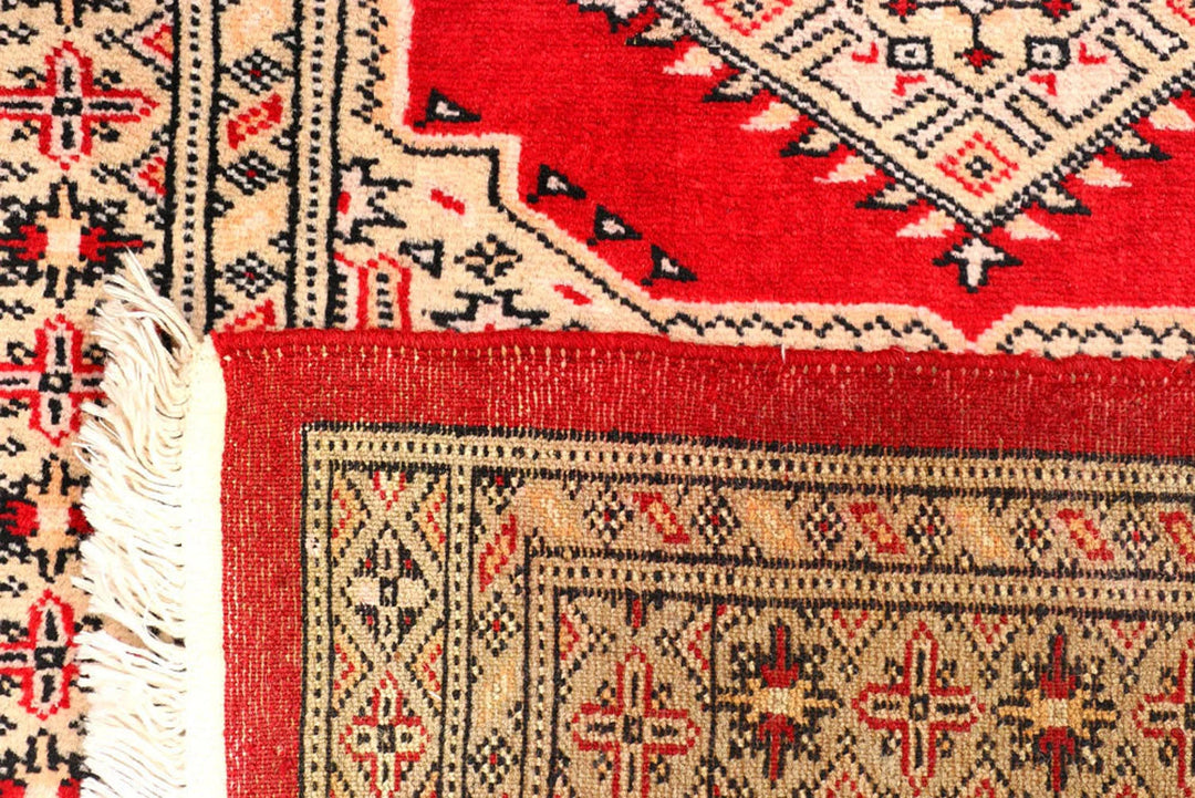 Red Pakistani Jaldar Rug 2' 7" x 12' 3" Hand-Knotted | No. QA39257
