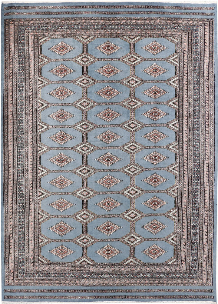 Light Slate Grey Pakistani Jaldar Rug 6' 11" x 9' 10" Hand-Knotted | No. QA39327
