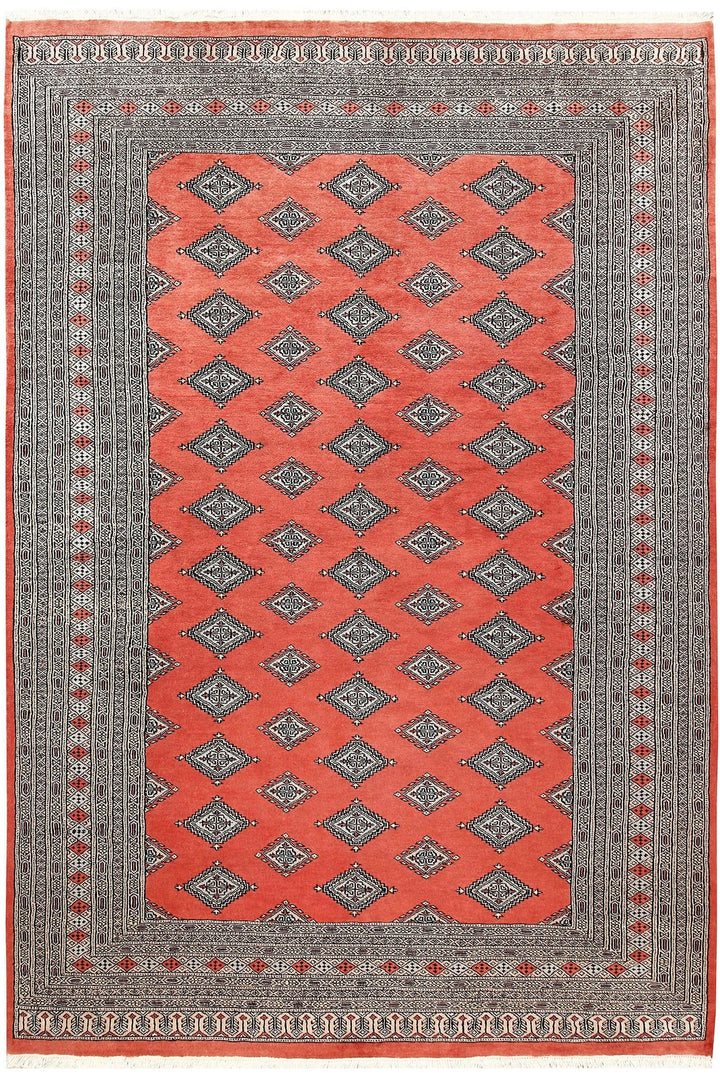 Salmon Pakistani Jaldar Rug 6' 2" x 8' 10" Hand-Knotted | No. QA39398