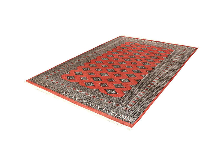 Salmon Pakistani Jaldar Rug 6' 2" x 8' 10" Hand-Knotted | No. QA39398