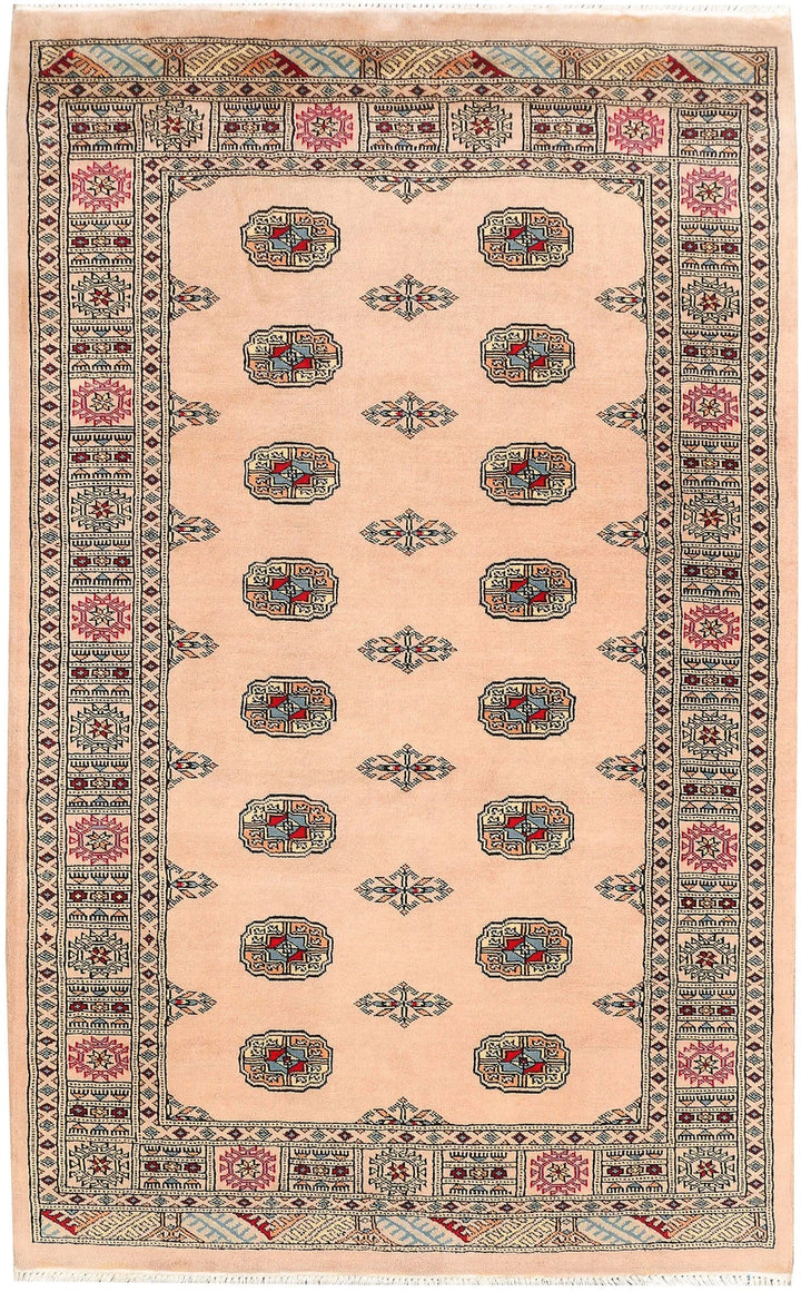 Navajo White Pakistani Bokhara Rug 4' 2" x 6' 8" Hand-Knotted | No. QA39429