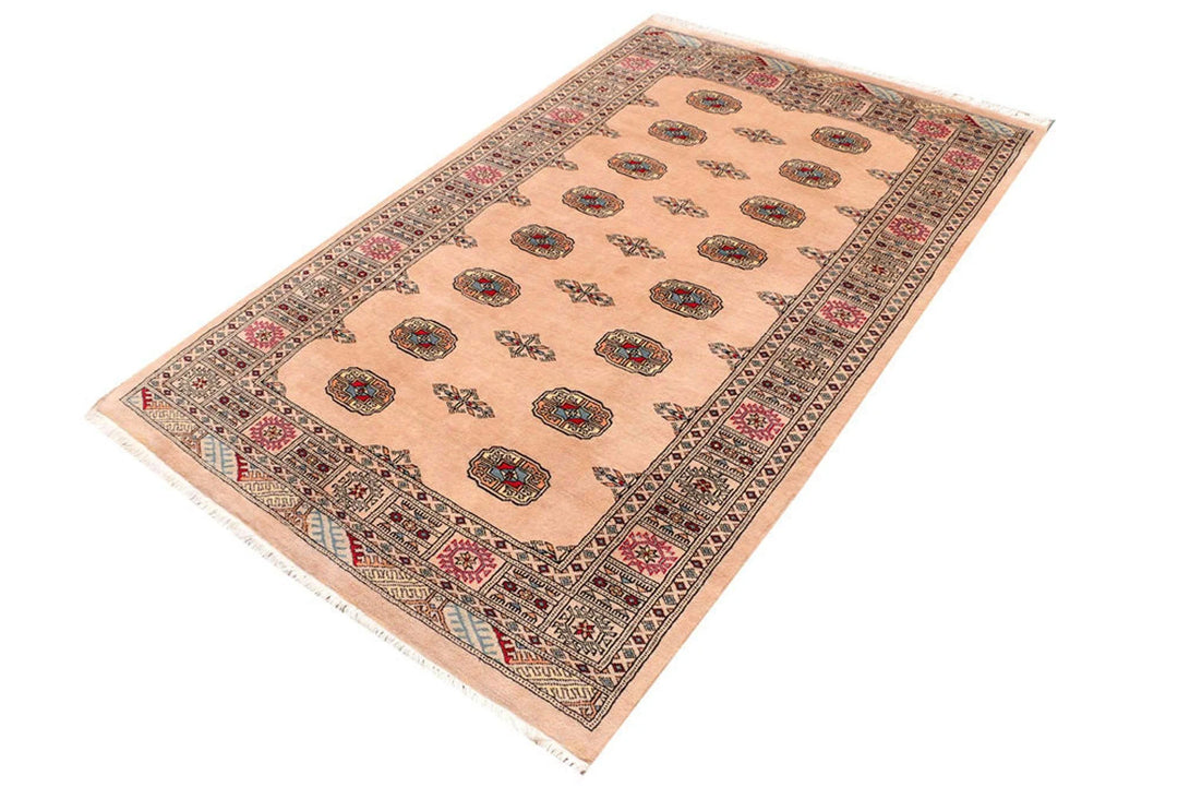 Navajo White Pakistani Bokhara Rug 4' 2" x 6' 8" Hand-Knotted | No. QA39429