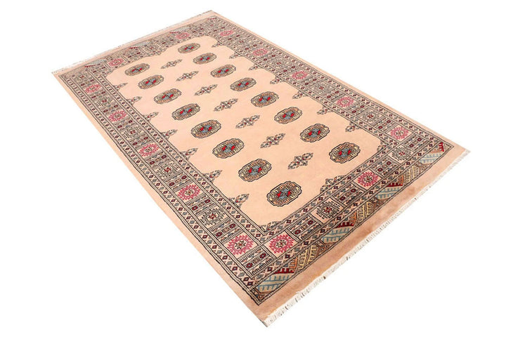 Navajo White Pakistani Bokhara Rug 4' 2" x 6' 8" Hand-Knotted | No. QA39429