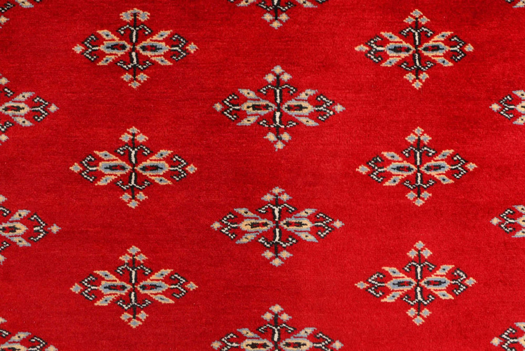 Dark Red Pakistani Butterfly Rug 4' 2" x 6' Hand-Knotted | No. QA39659