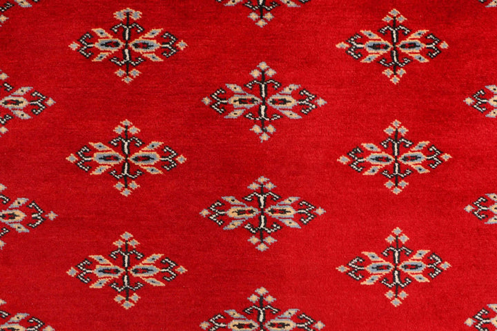 Dark Red Pakistani Butterfly Rug 4' 2" x 6' Hand-Knotted | No. QA39659