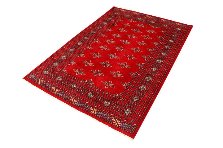 Dark Red Pakistani Butterfly Rug 4' 2" x 6' Hand-Knotted | No. QA39659