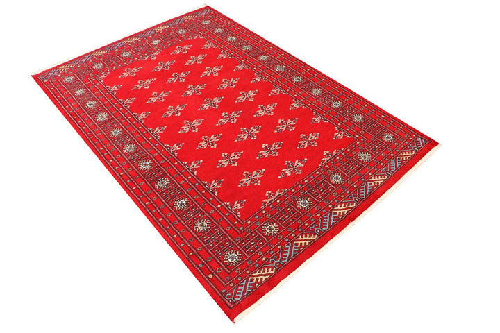 Dark Red Pakistani Butterfly Rug 4' 2" x 6' Hand-Knotted | No. QA39659