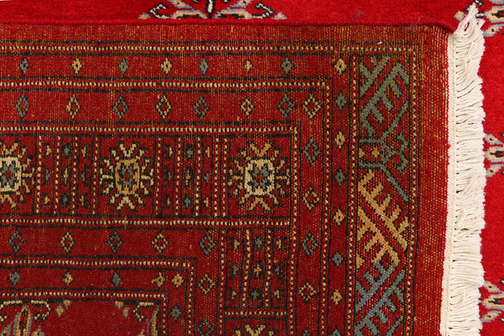 Dark Red Pakistani Butterfly Rug 4' 2" x 6' Hand-Knotted | No. QA39659