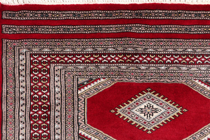 Dark Red Pakistani Jaldar Rug 3' 1" x 5' 5" Hand-Knotted | No. QA39713