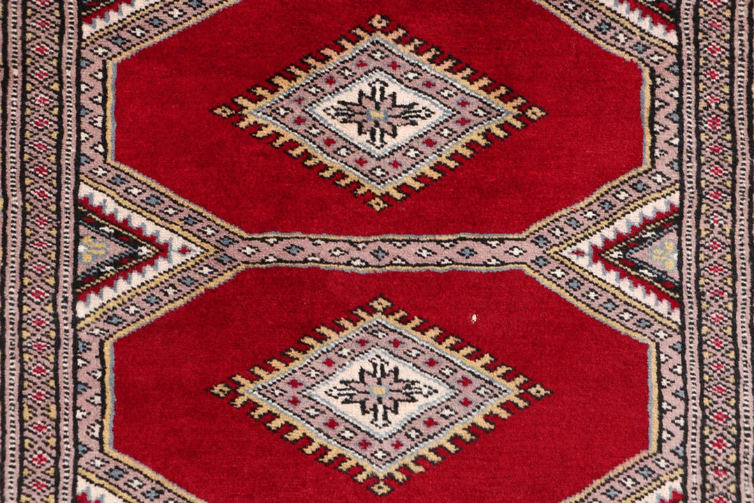 Dark Red Pakistani Jaldar Rug 3' 1" x 5' 5" Hand-Knotted | No. QA39713