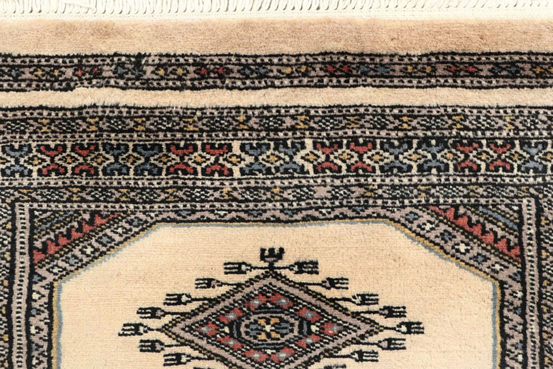 White Pakistani Jaldar Rug 2' 4" x 9' Hand-Knotted | No. QA39773