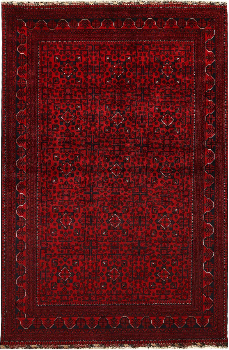 Dark Red Afghan Khal Mohammadi Rug 6' 4" x 9' 5" Hand-Knotted | No. QA39800