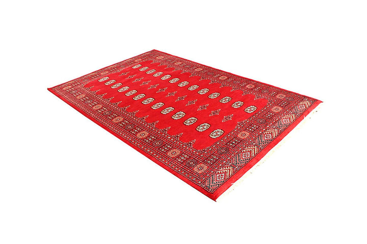 Red Pakistani Bokhara Rug 5' 1" x 7' 10" Hand-Knotted | No. QA39988