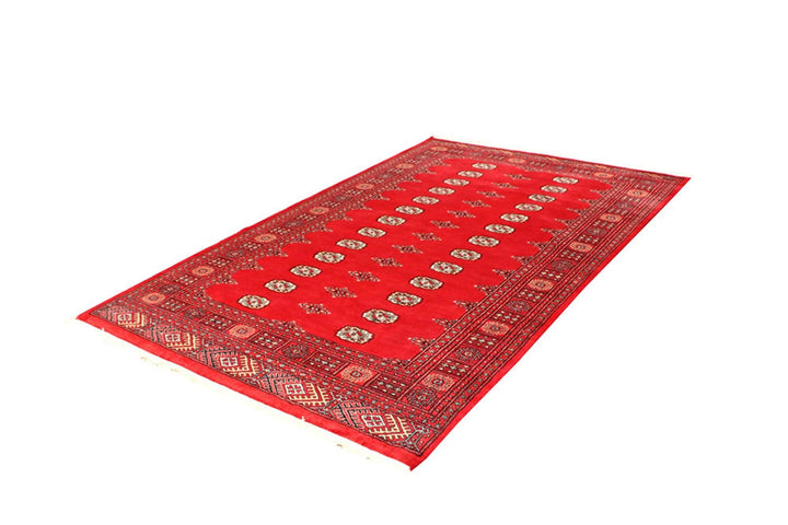 Red Pakistani Bokhara Rug 5' 1" x 7' 10" Hand-Knotted | No. QA39988