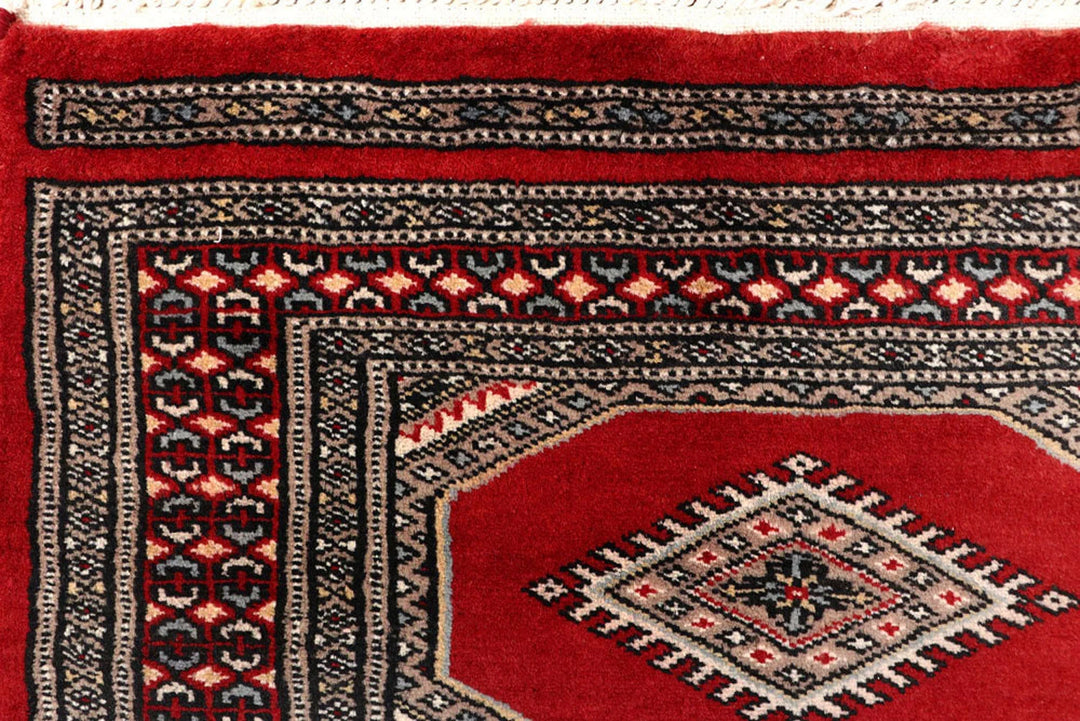 Red Pakistani Jaldar Rug 2' 3" x 9' 4" Hand-Knotted | No. QA40016