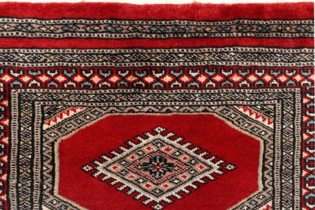 Red Pakistani Jaldar Rug 2' 3" x 9' 4" Hand-Knotted | No. QA40016