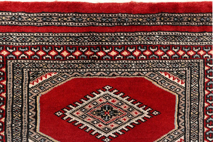 Red Pakistani Jaldar Rug 2' 3" x 9' 4" Hand-Knotted | No. QA40016