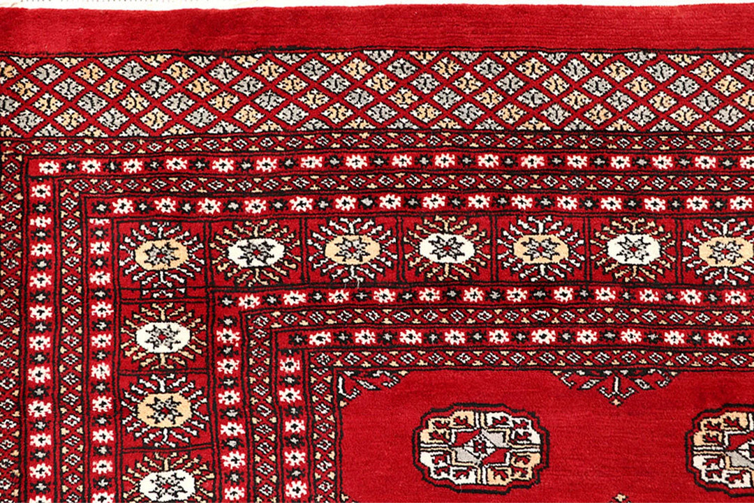 Red Pakistani Bokhara Rug 9' 4" x 12' Hand-Knotted | No. QA40161