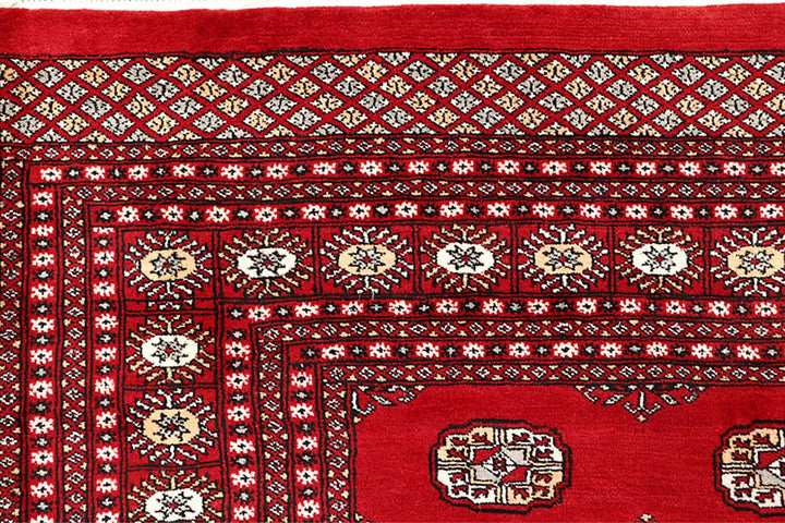 Red Pakistani Bokhara Rug 9' 4" x 12' Hand-Knotted | No. QA40161