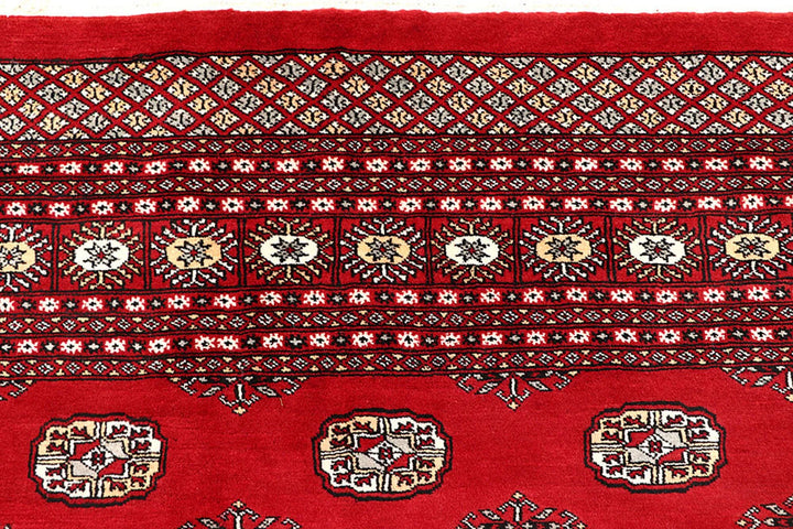 Red Pakistani Bokhara Rug 9' 4" x 12' Hand-Knotted | No. QA40161