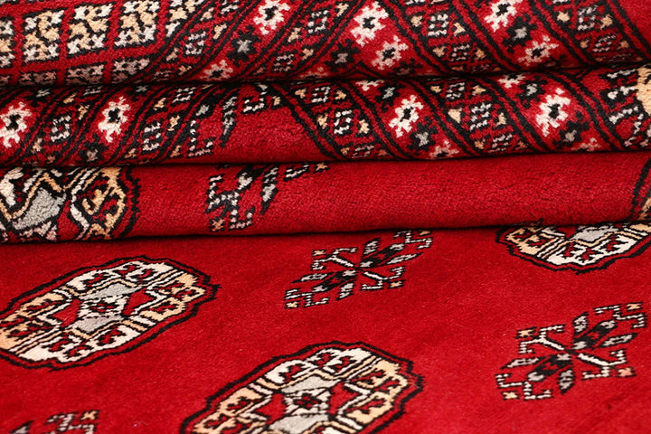 Red Pakistani Bokhara Rug 9' 4" x 12' Hand-Knotted | No. QA40161