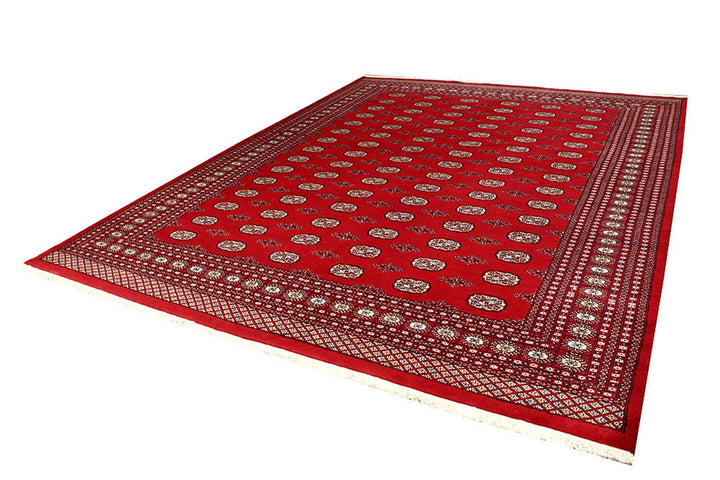 Red Pakistani Bokhara Rug 9' 4" x 12' Hand-Knotted | No. QA40161