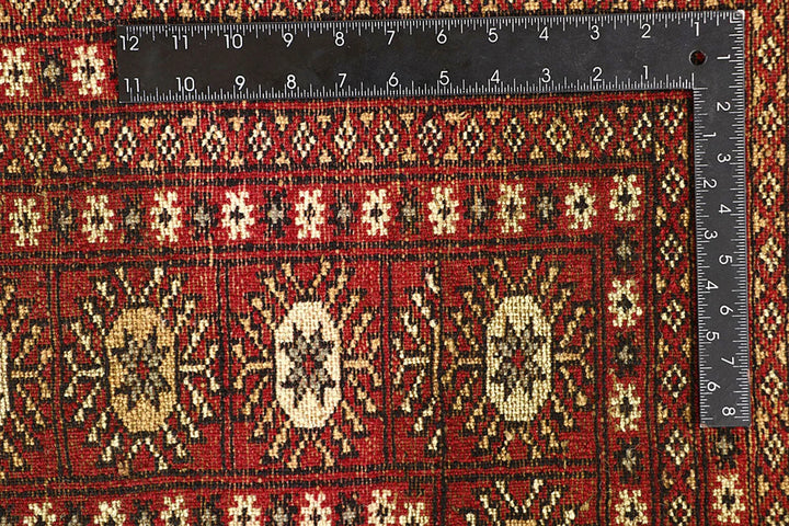 Red Pakistani Bokhara Rug 9' 4" x 12' Hand-Knotted | No. QA40161