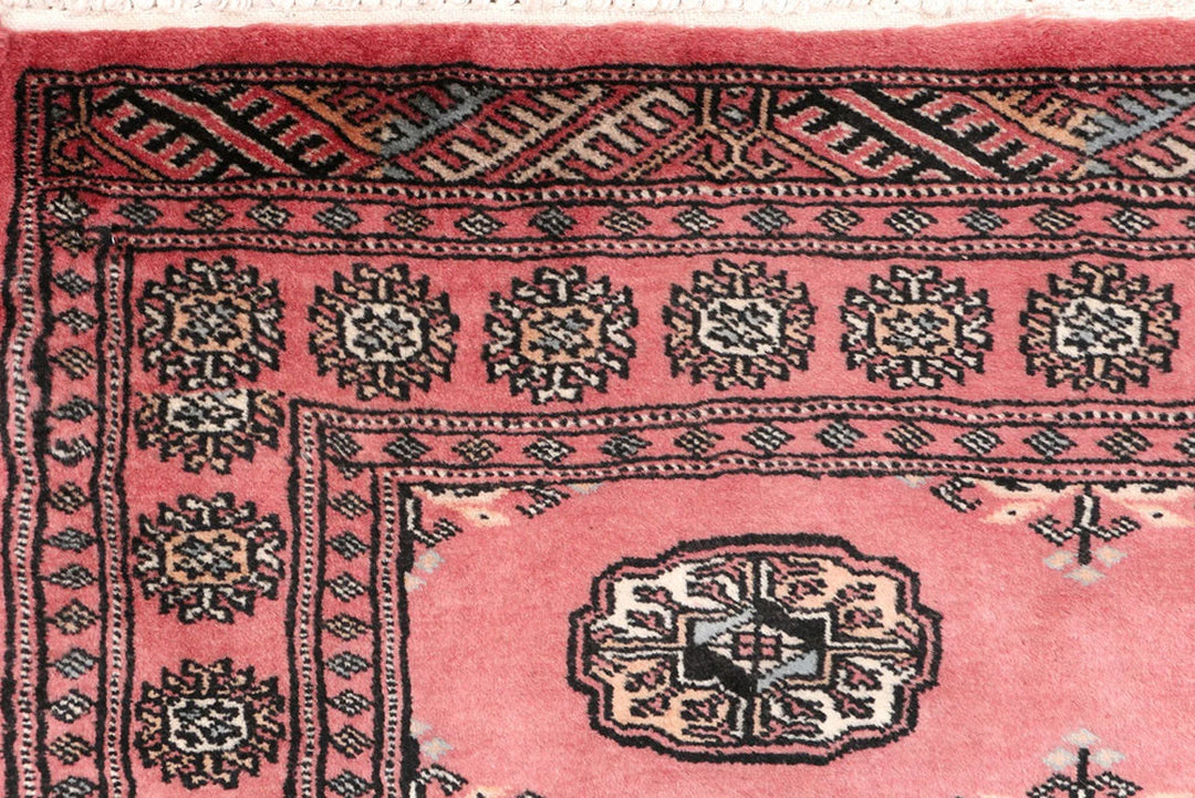 Light Coral Pakistani Bokhara Rug 3' x 6'4" Hand-Knotted | No. QA40189