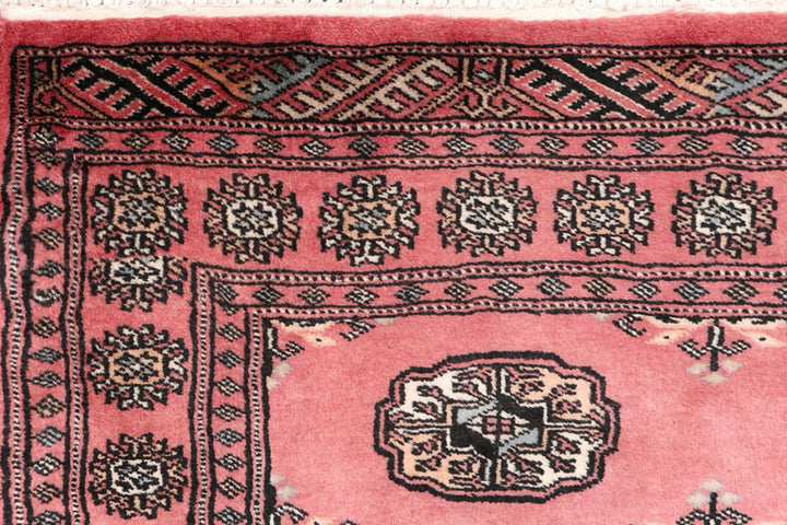 Light Coral Pakistani Bokhara Rug 3' x 6'4" Hand-Knotted | No. QA40189
