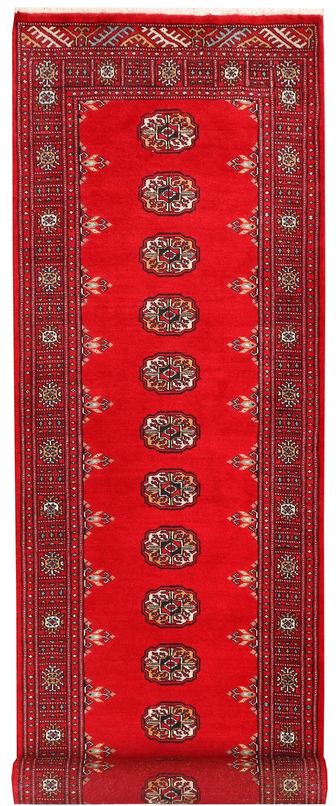 Red Pakistani Bokhara Rug 2' 7" x 9' 1" Hand-Knotted | No. QA40235