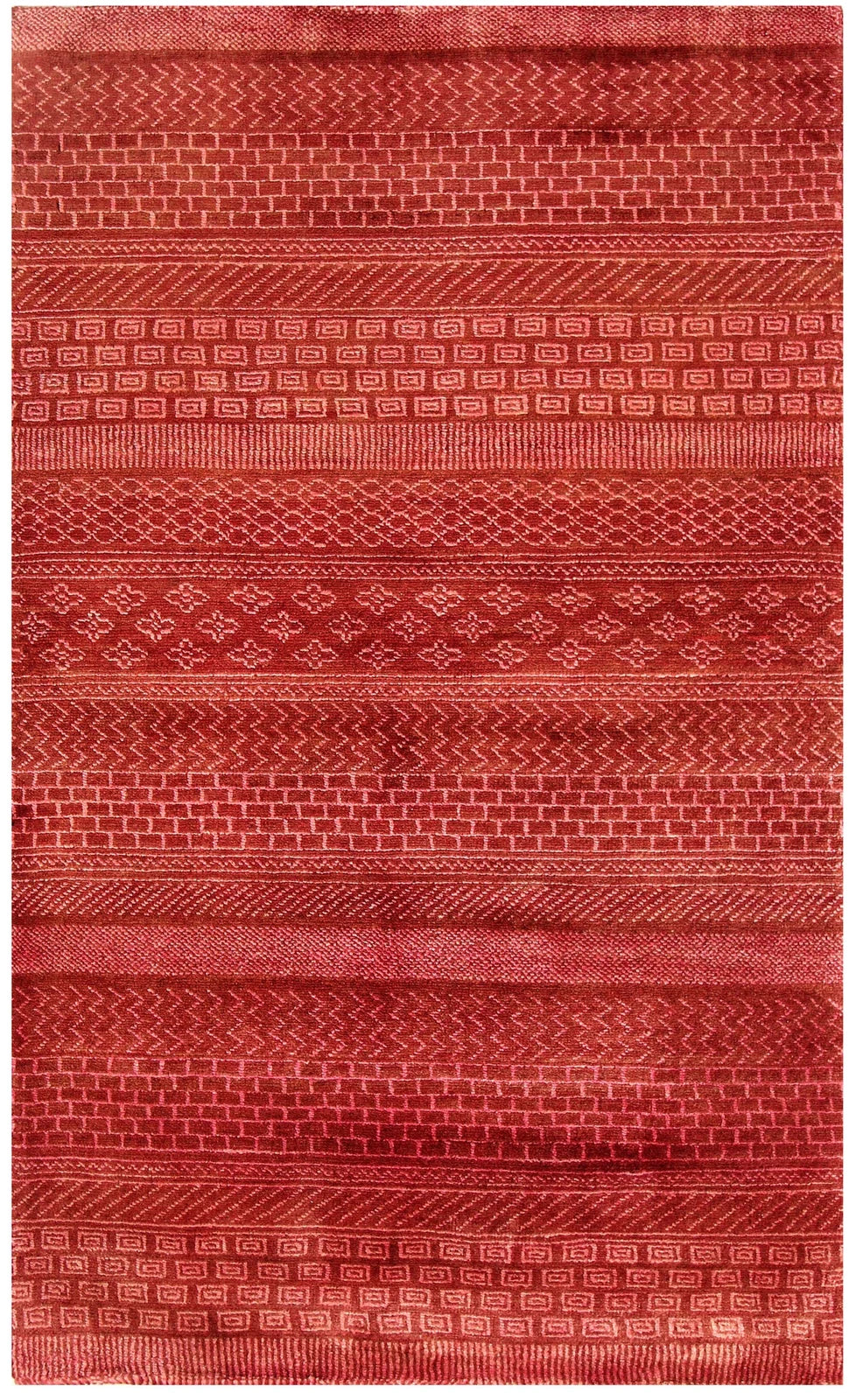 Red Pakistani Gabbeh Rug 3' x 4'11" Hand-Knotted | No. QA40264