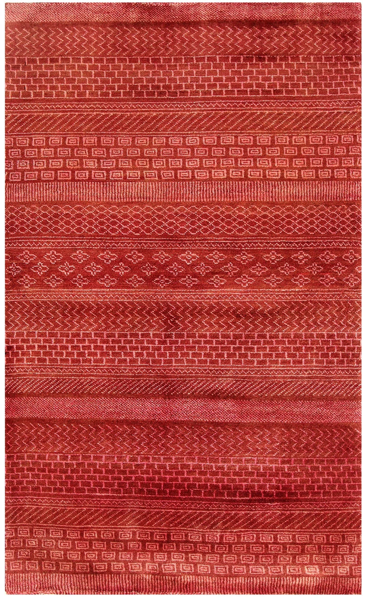 Red Pakistani Gabbeh Rug 3' x 4'11" Hand-Knotted | No. QA40264