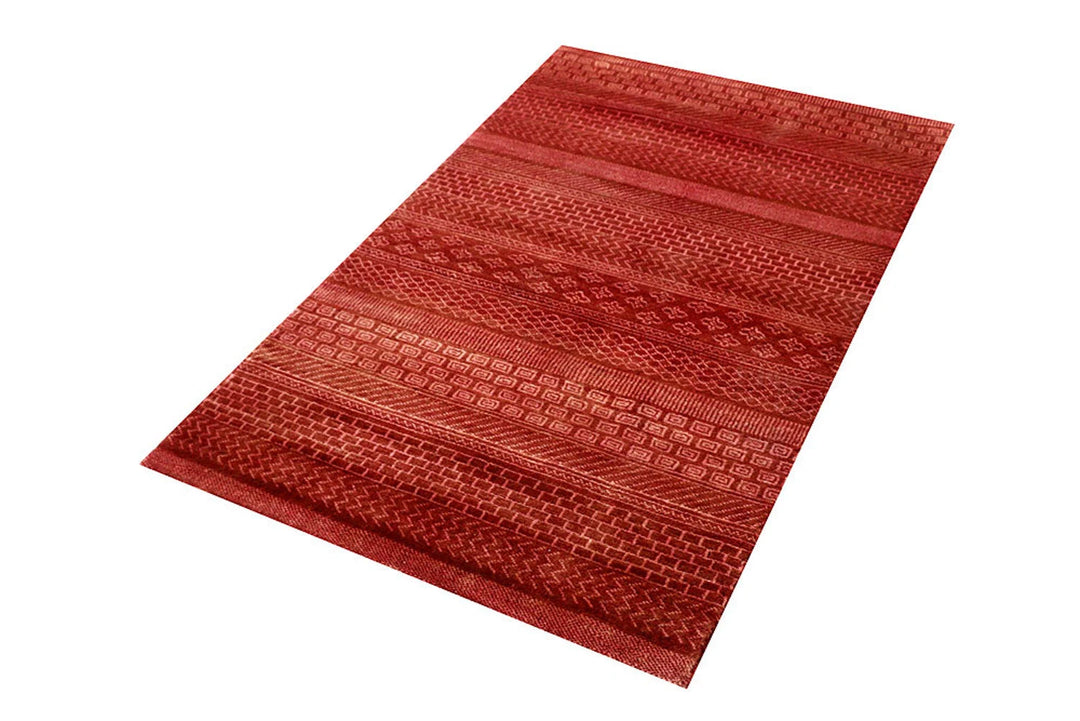 Red Pakistani Gabbeh Rug 3' x 4'11" Hand-Knotted | No. QA40264