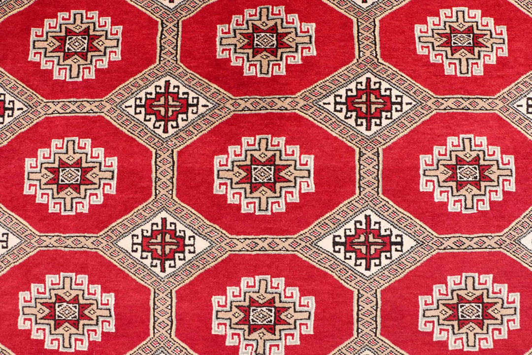 Dark Red Pakistani Jaldar Rug 5' 5" x 8' 2" Hand-Knotted | No. QA40415