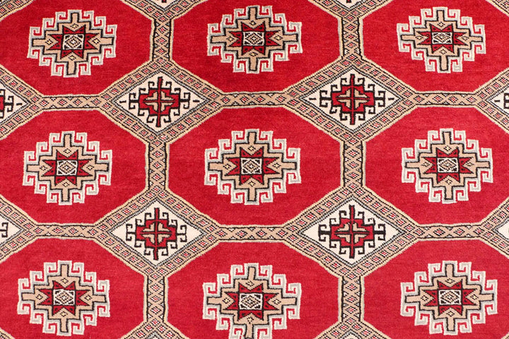 Dark Red Pakistani Jaldar Rug 5' 5" x 8' 2" Hand-Knotted | No. QA40415