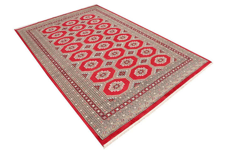 Dark Red Pakistani Jaldar Rug 5' 5" x 8' 2" Hand-Knotted | No. QA40415