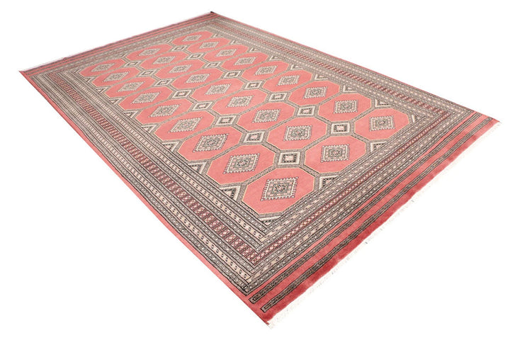Dark Salmon Pakistani Jaldar Rug 6' 8" x 9' 11" Hand-Knotted | No. QA40487