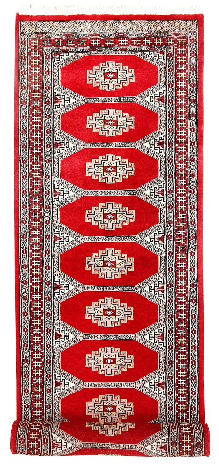 Red Pakistani Jaldar Rug 2' 7" x 10' 2" Hand-Knotted | No. QA40597