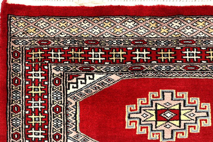 Red Pakistani Jaldar Rug 2' 7" x 10' 2" Hand-Knotted | No. QA40597