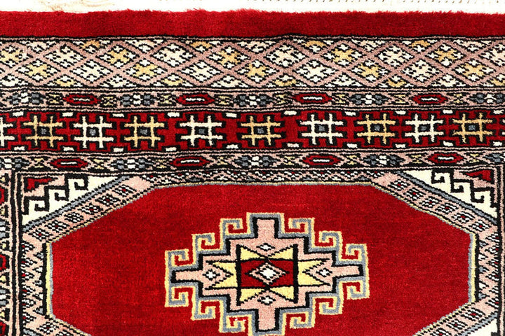 Red Pakistani Jaldar Rug 2' 7" x 10' 2" Hand-Knotted | No. QA40597