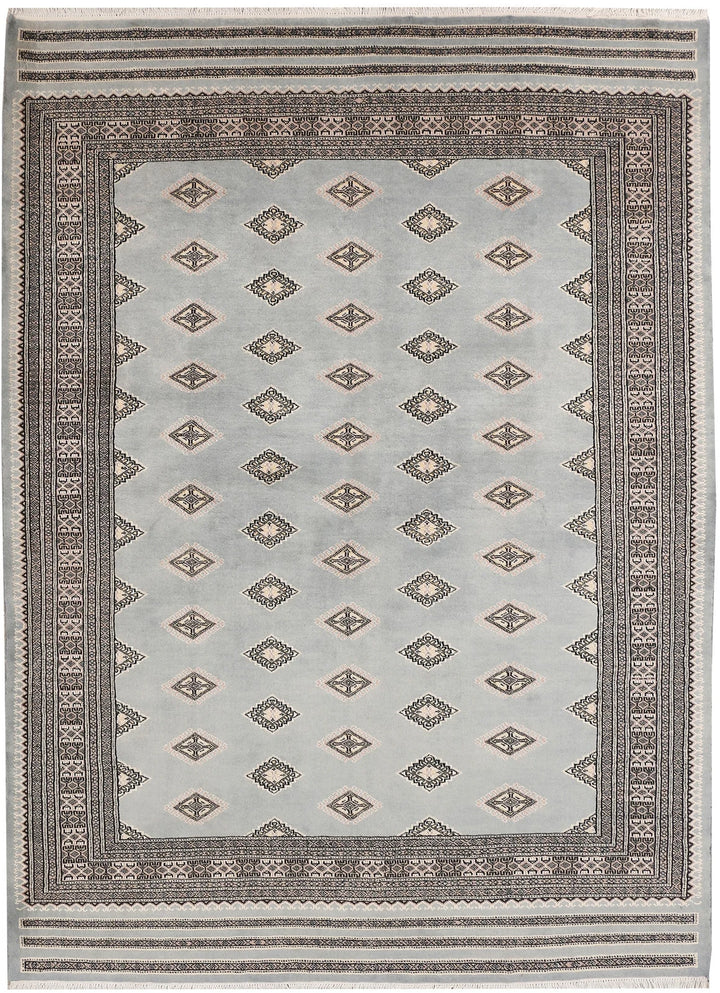 Dark Grey Pakistani Jaldar Rug 5' 9" x 7' 10" Hand-Knotted | No. QA40606