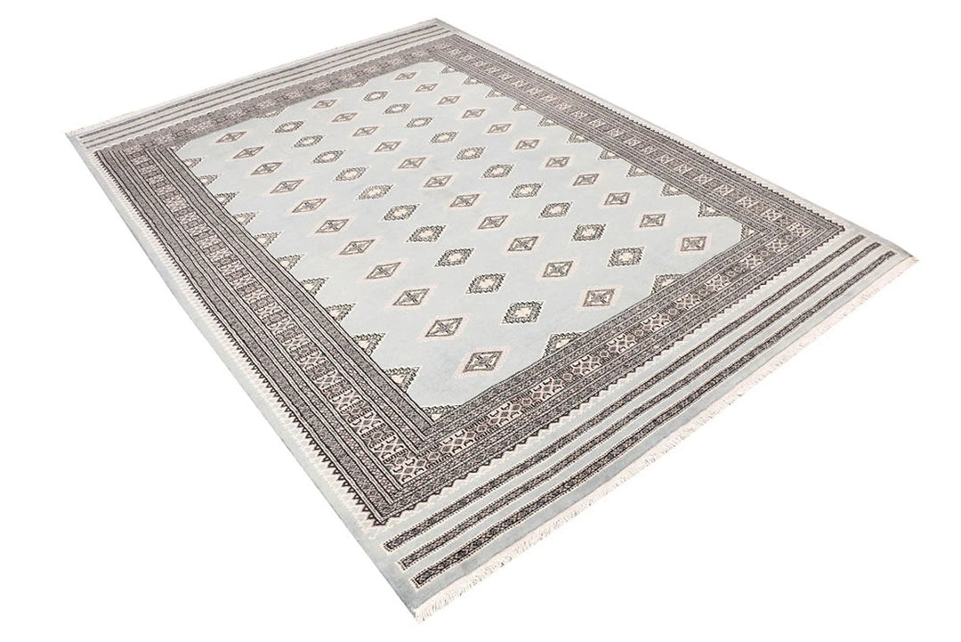 Dark Grey Pakistani Jaldar Rug 5' 9" x 7' 10" Hand-Knotted | No. QA40606