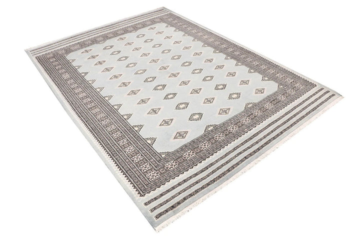 Dark Grey Pakistani Jaldar Rug 5' 9" x 7' 10" Hand-Knotted | No. QA40606
