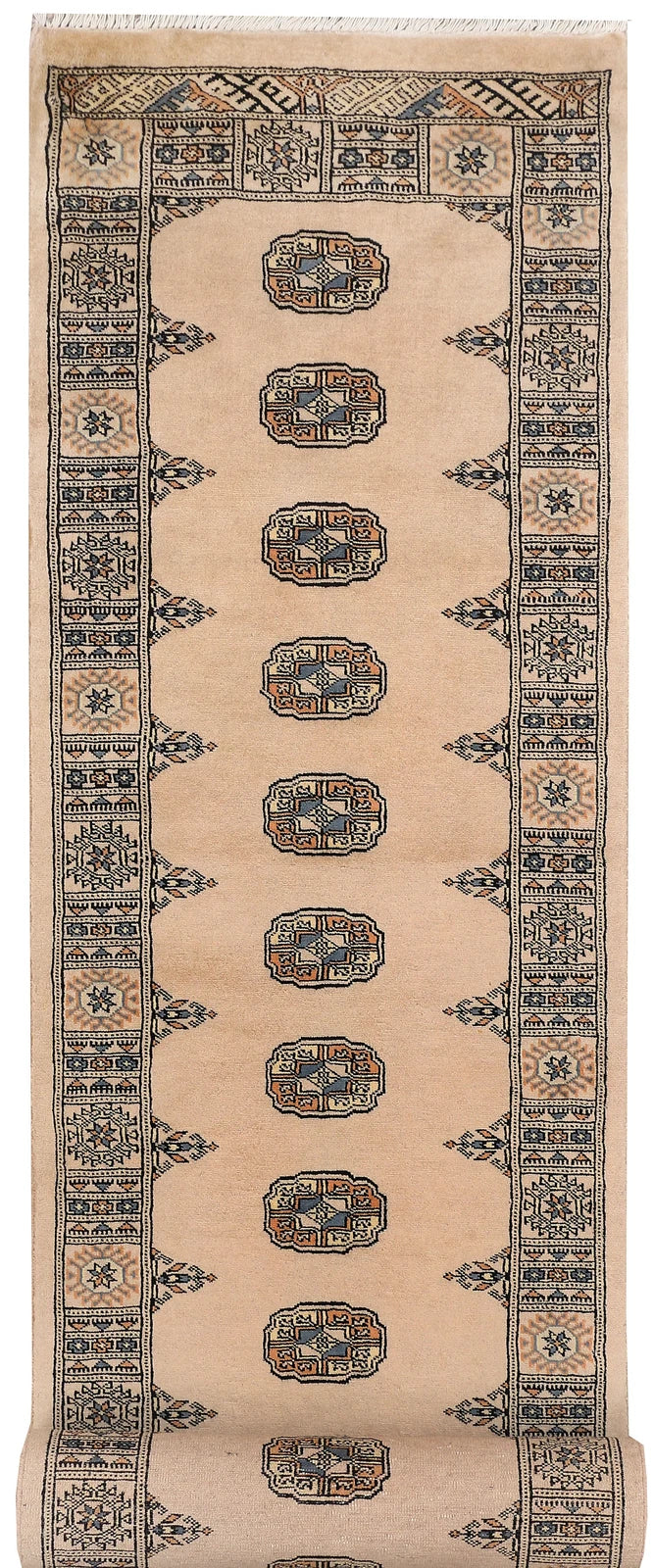 Wheat Pakistani Bokhara Rug 2'6" x 12'4" Hand-Knotted | No. QA40732