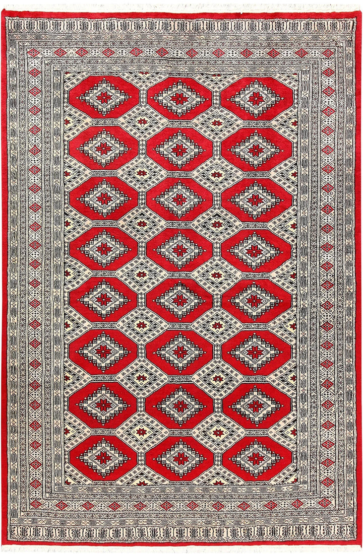 Red Pakistani Jaldar Rug 5' x 7'5" Hand-Knotted | No. QA40748