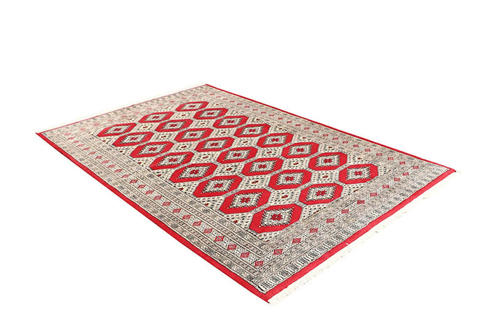 Red Pakistani Jaldar Rug 5' x 7'5" Hand-Knotted | No. QA40748