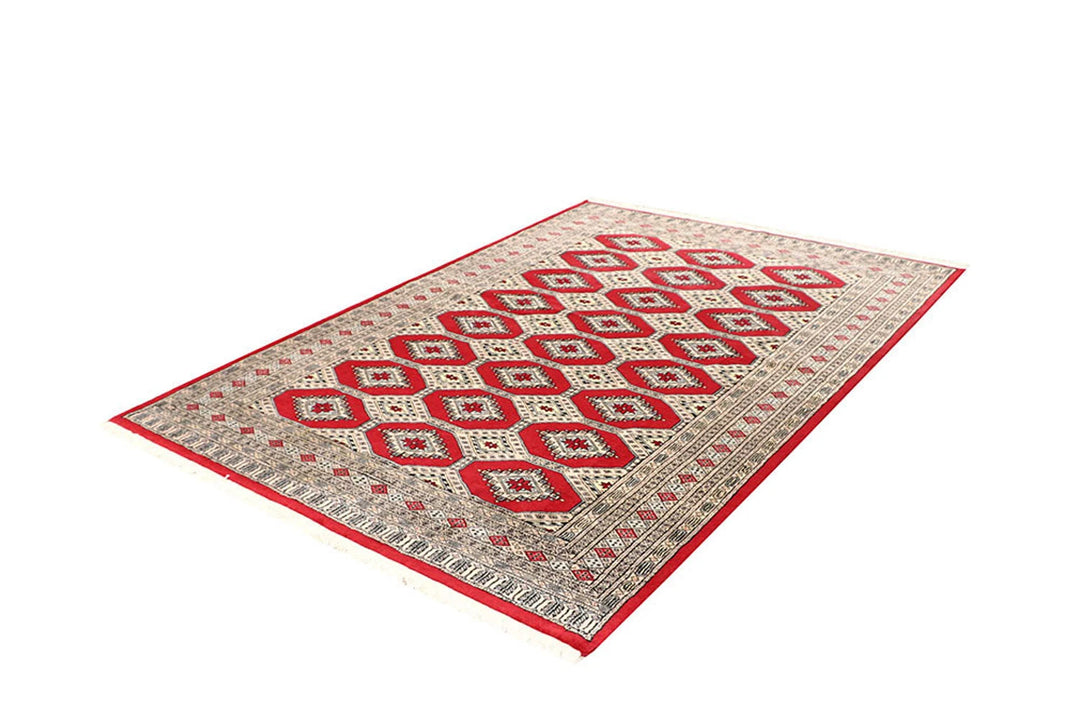Red Pakistani Jaldar Rug 5' x 7'5" Hand-Knotted | No. QA40748